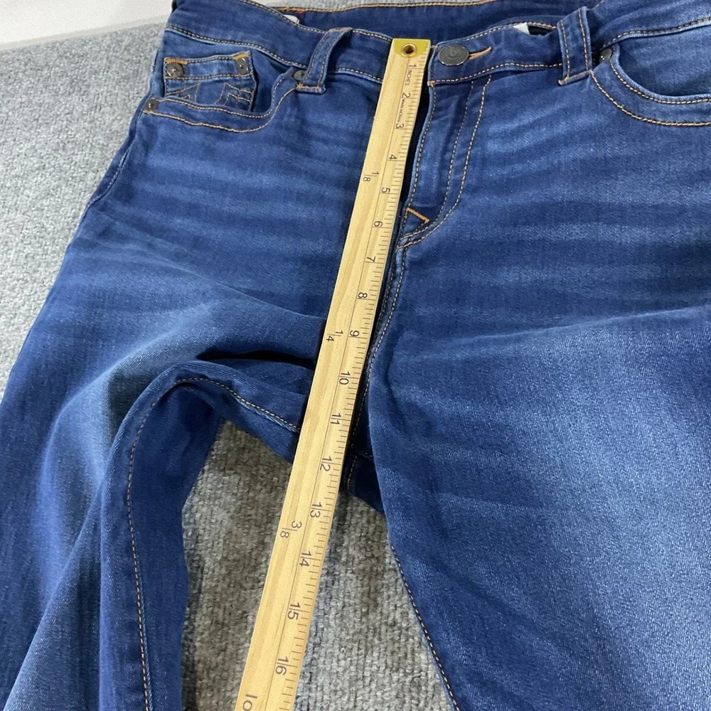 True Religion Billie Mid Rise Straight Jeans Womens 38x34 Blue Stretch Denim